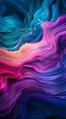 Wall Mural - Vibrant Purple and Turquoise Abstract 3D Fluid Wallpaper, Digital Art, Colorful Layered Textures, Dynamic Flowing Lines, Modern Background, Creative Design Concept