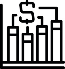 Poster - Line art icon of a bar chart representing positive financial results
