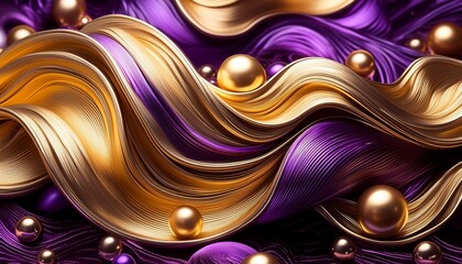 Wall Mural - cosmic abstraction abstract cosmic scene with swirling waves of metallic gold and purple color