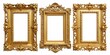 © Stock Spectrum - Three Ornate Gold Frames, Isolated on White Background, Decorative, Gilded, Antique, Picture Frames, Frame