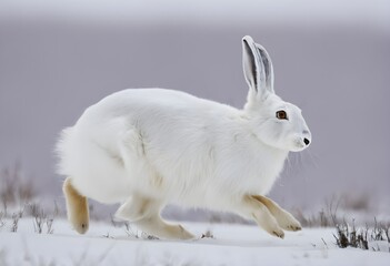 Wall Mural - white rabbit in the snow