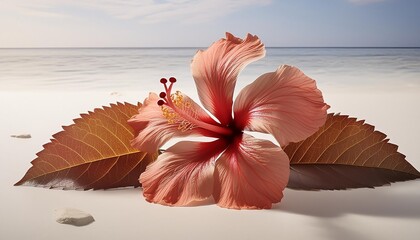 Wall Mural - beautiful hibiscus flower on white background