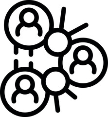Poster - Simple icon of people connecting through a network of nodes, representing social media, networking, and teamwork