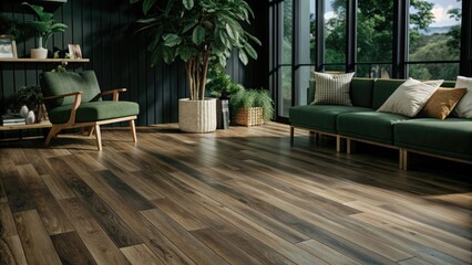 Wall Mural - brown wooden flooring