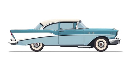 Cuban classic retro car vector illustration. Concept design for travel to Cuba with traditional for country's streets american car