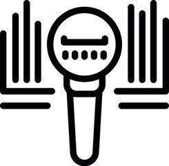 Poster - Simple outline icon of a water meter measuring water consumption with statistics bars