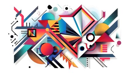 Vibrant Geometric Abstract Shapes Composition for Shirt Design or Branding