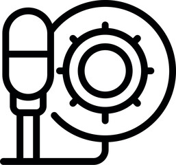 Poster - Microphone recording audio track icon in line style, suitable for audio editing apps or websites