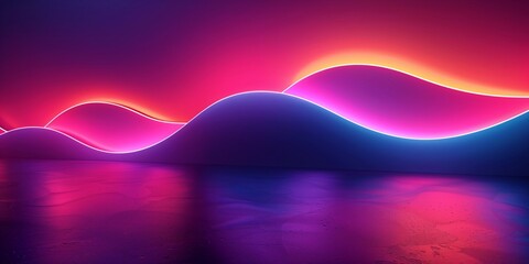 Wall Mural - dynamic neon waves in bright pink, purple, and orange hues, perfect for abstract photography and con