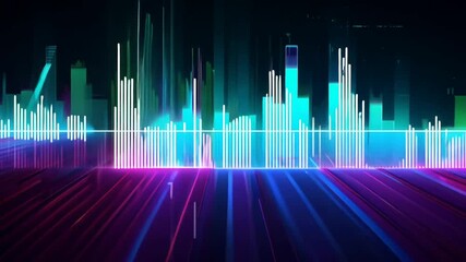 Poster - neon music equalizer background generative ai