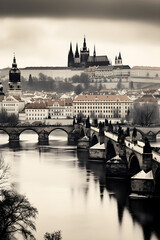 Wall Mural - Vintage Splendor of Prague: An Architectural Elegy of Czechoslovakia