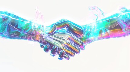 Poster - Business handshake partnership exposure hand. Double success background technology, deal network concept. Men teamwork people corporate trust. Shake digital team, international, transparent PNG