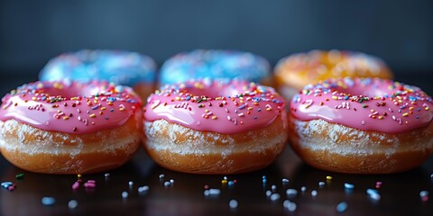 Canvas Print - National Donut Day donuts with colorful icing, September 7th