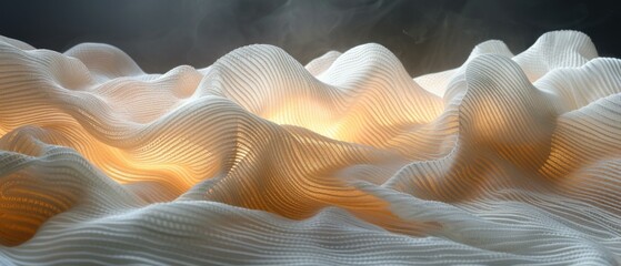 Poster - White fabric with wavy folds illuminated from below. AI.