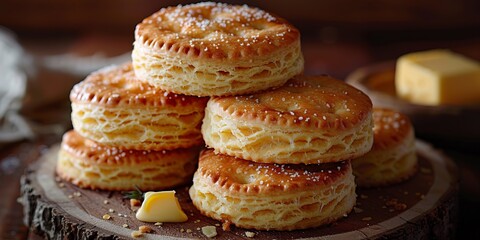 Wall Mural - National Biscuit Day biscuits with butter, September 7th