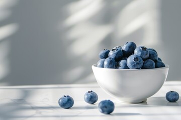 Wall Mural - Ripe fresh blueberries in a dish with a retro aesthetic