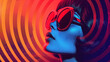 © Sawyer0 - Against the background of a pop art pattern you can see a woman with a fashionable, retro-futuristic look. Wearing sunglasses, he takes us back in time to the club culture of the 1960s and 1970s