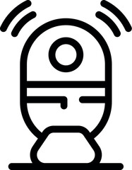Poster - Smart speaker voice assistant listening for commands, simple black and white line art icon