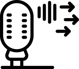 Poster - Line art icon of a studio microphone recording audio as sound waves travel away from it
