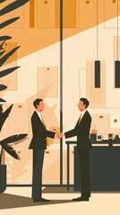 Wall Mural - two men shaking hands in an office