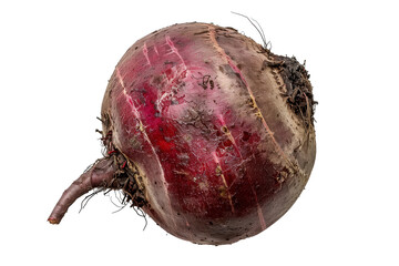 Poster - Fresh red beetroot with its green leaves isolated against a white background.