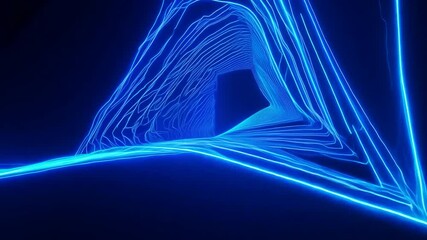 Poster - Blue Neon Stripes Abstract Background Generative AI