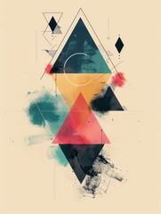 abstract geometric design with colorful triangles