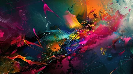 Wall Mural - An abstract wallpaper with a blend of bright, bold colors and textured elements, creating a rich and captivating background illustration.