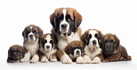 Wall Mural - Saint Bernard Dog Family Portrait