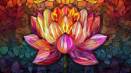 Wall Mural - A colorful flower with a yellow center is the main focus of the image