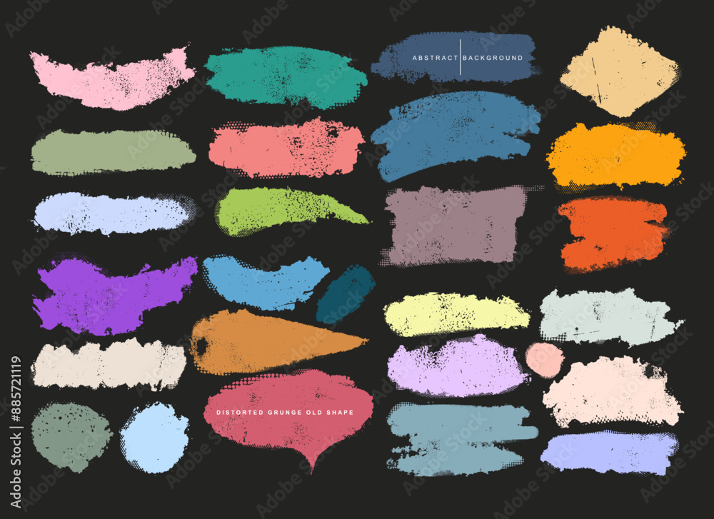 Distorted Cut Design Big set of Glitch distorted noise destroyed pastel cut out shapes ...