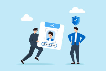 flat illustration of security guard protecting against identity theft safeguarding personal informat