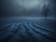 © AzT - A dark scene with heavy blue fog, a textured ground, creating a moody and atmospheric effect