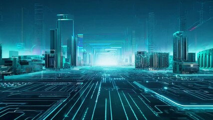 Poster - circuit board cityscape generative ai