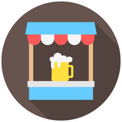 Wall Mural - Beer Tent rounded multi color icon, related to oktoberfest, German traditional theme. use for UI or UX kit, app and web development.