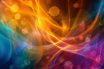 Poster - Vibrant and dynamic abstract background with swirling light trails in warm and cool hues