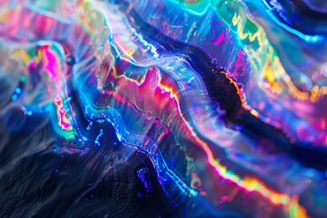 Poster - Dynamic and colorful abstract image capturing the fluidity of iridescent hues
