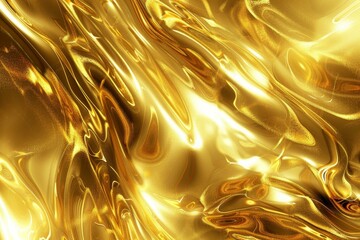 Poster - Luxurious and vibrant golden abstract liquid texture with metallic, shiny, and reflective surface, perfect for modern wallpapers and elegant designs