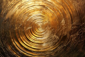 Poster - Luxurious metallic golden swirl abstract texture background with spiral pattern and vibrant circular motion design for modern art and contemporary wallpapers