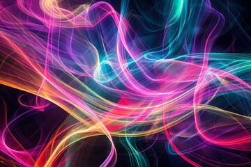 Poster - Vibrant flowing light waves with a blend of colors creating a dynamic abstract background
