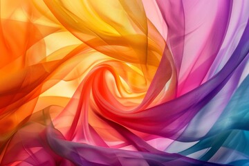 Poster - Vibrant silk fabric flowing in a colorful abstract wave pattern