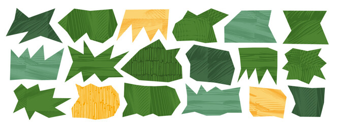 Wall Mural - green shape with naive crayon scribble texture, abstract figure, modern vector design. organic backg