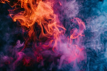 Poster - Vibrant and dynamic abstract fiery smoke art with red and blue swirls, creating a mesmerizing and ethereal pattern, perfect for wallpaper, background, and modern design concepts