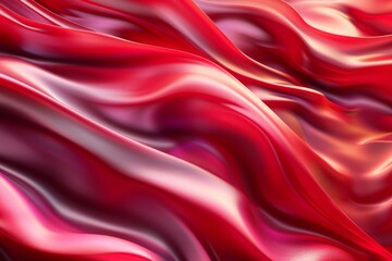 Wall Mural - Elegant red silk fabric with smooth, wavy textures in a seamless abstract pattern