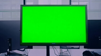 Poster - green screen computer in empty office generative ai