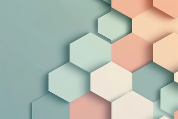 Wall Mural - A minimal banner with intersecting hexagons, muted tones, and a sleek layout. Modern and sophisticated design, hd quality, natural look