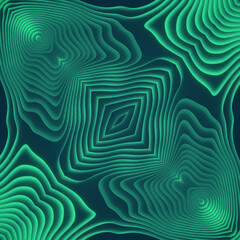 Fototapete - Fascinating symmetrical patterns in green color. 3d rendering digital illustration