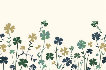 Wall Mural - A minimal floral vector, minimalist clover leaves, lucky charm theme