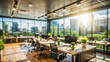 © peemee19 - Blurred Modern Office Interior with Sunlight and City View.