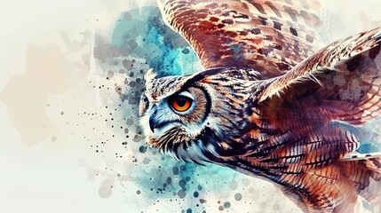 Watercolor_Celeste_owl_clipart_Illustration_Generative_Ai